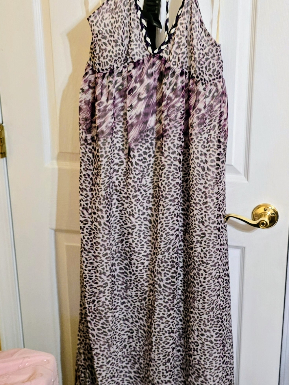 Lucca Couture Purple & Black Leopard Print Maxi Skirt